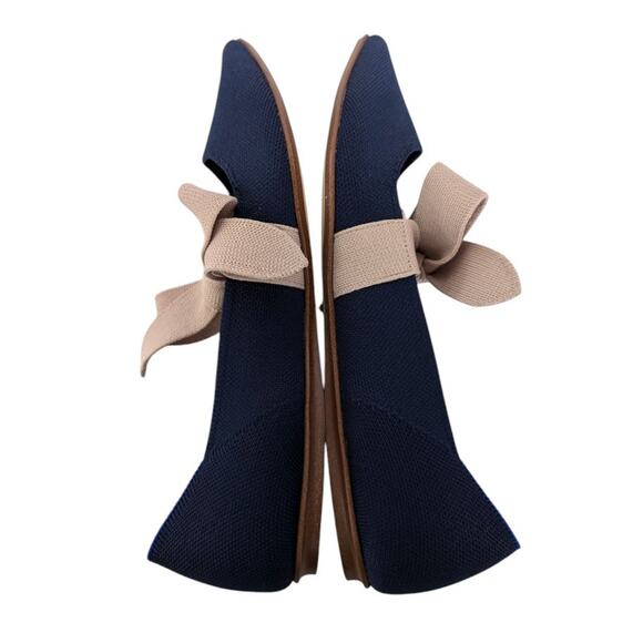Rothys Sapphire Blue Point Toe Mary Jane Knit Bow Ballet Flats Size 9.5 - Picture 4 of 12
